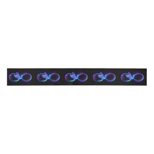 Neon Infinity Symbol with Glowing Hummingbird Ripsband (Vorderseite)