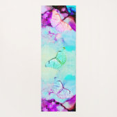 Neon Ink Turquoise Magenta Pastel Butterflies Yogamatte (Rückseite)