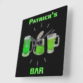 Neon Irish Pub Bar Sign Clock Personalisiert Manca Quadratische Wanduhr (Winkel)
