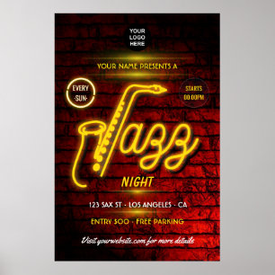 Neon Jazz Music Festival Logo hinzufügen Poster