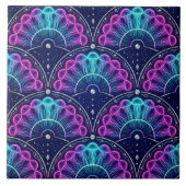 Neon Jellyfish Art Deco Fan Pink Blue Fliese (Vorderseite)