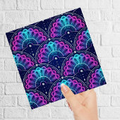 Neon Jellyfish Art Deco Fan Pink Blue Fliese