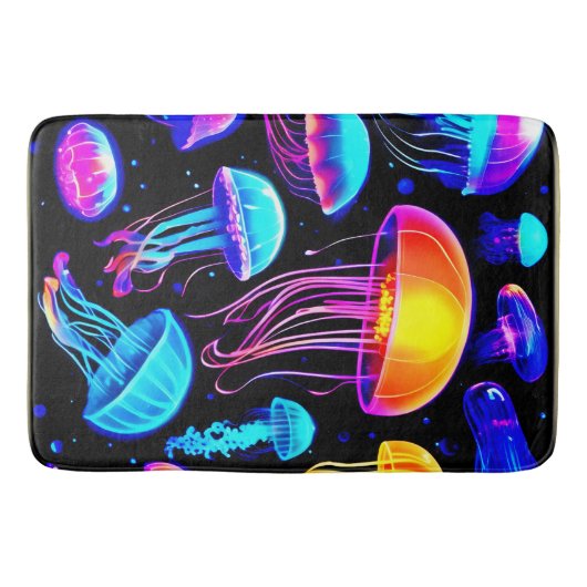 Neon Jellyfish Badematte (Vorderseite)