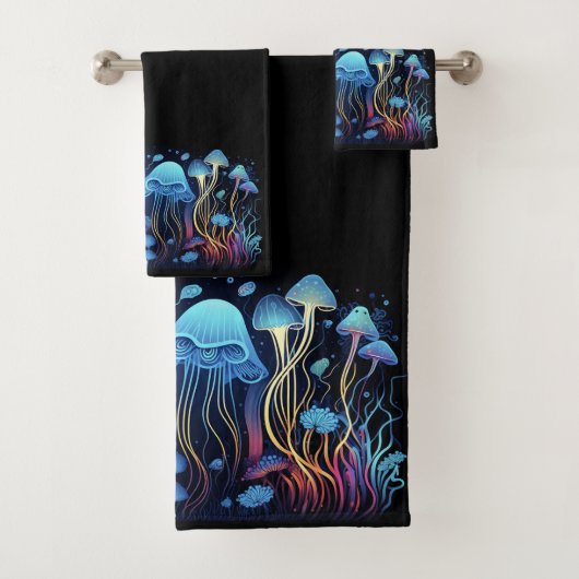 Neon Jellyfish Badhandtuch Set (Insitu)