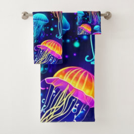 Neon Jellyfish Dreams Badhandtuch Set