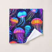 Neon Jellyfish Dreams Badhandtuch Set (Waschlappen)