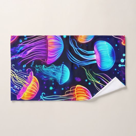 Neon Jellyfish Dreams Badhandtuch Set (Handtuch)