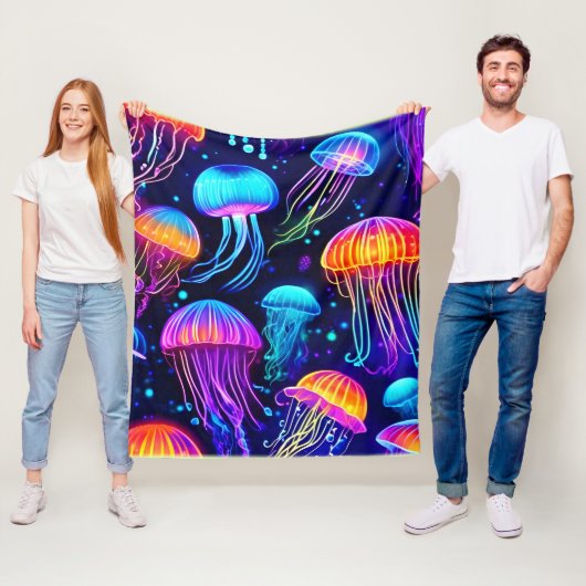 Neon Jellyfish Dreams Fleecedecke (Beispiel)