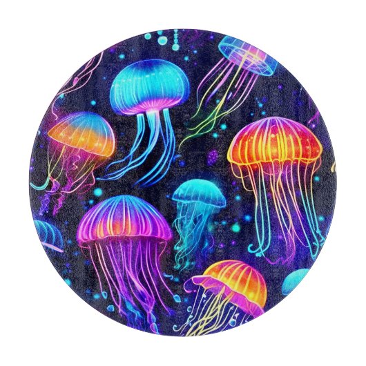 Neon Jellyfish Dreams Schneidebrett (Vorderseite)