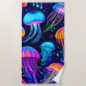 Neon Jellyfish Dreams Strandtuch (Vorderseite)