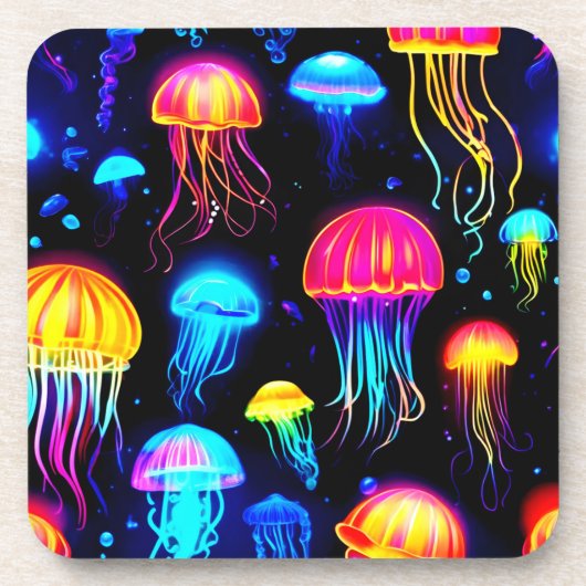 Neon Jellyfish Dreamscape Getränkeuntersetzer (Vorderseite)