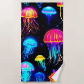 Neon Jellyfish Dreamscape Strandtuch (Vorderseite)