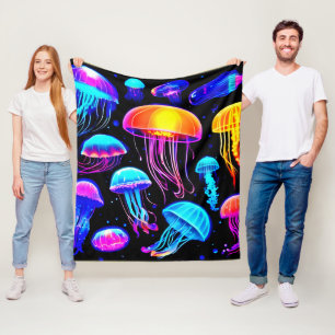 Neon Jellyfish Fleecedecke