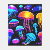 Neon Jellyfish Fleecedecke (Vorderseite)