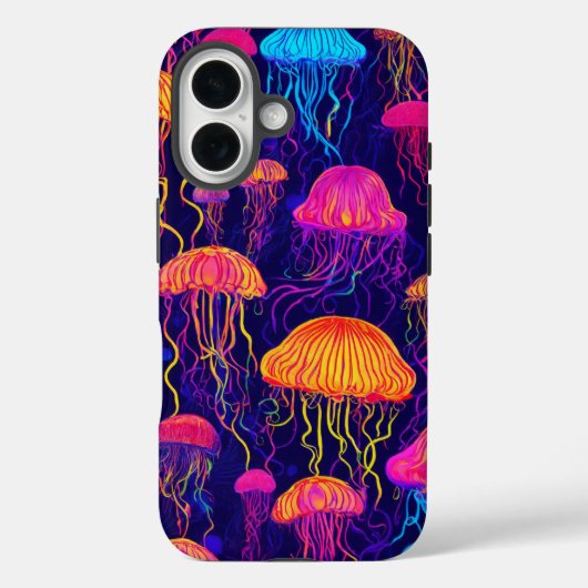 Neon Jellyfish: Futuristisches Glow Phone Case Des (Rückseite)