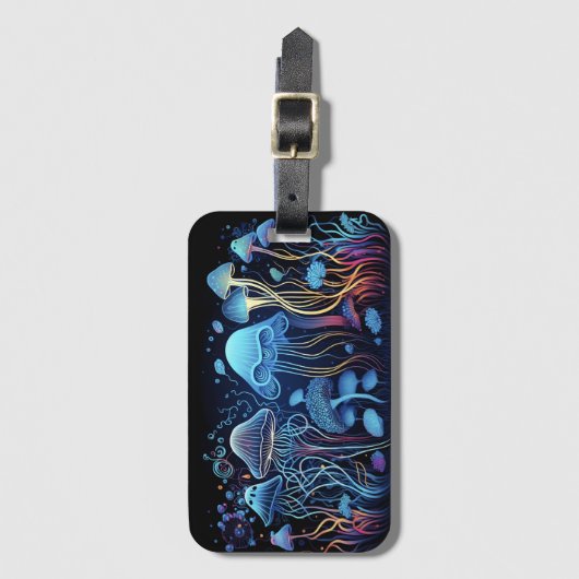 Neon Jellyfish Gepäckanhänger (Vorderseite Vertikal)