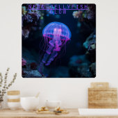 Neon Jellyfish GlowUnderwater Höhle Poster (Küche)