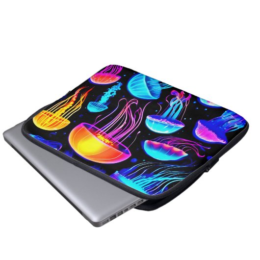 Neon Jellyfish Laptopschutzhülle (Vorne Knopf)