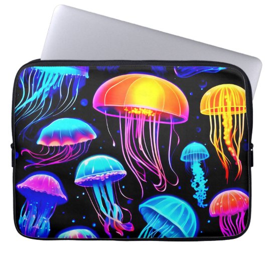 Neon Jellyfish Laptopschutzhülle (Vorderseite)
