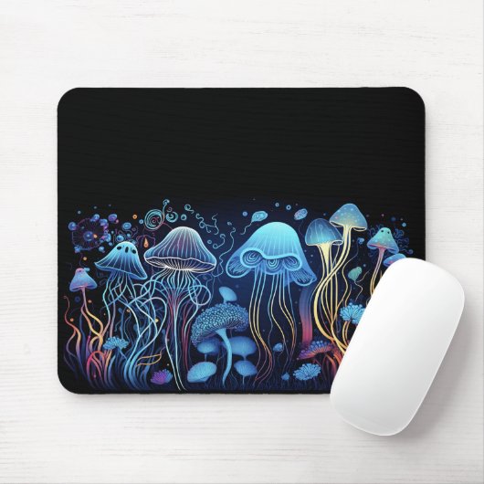 Neon Jellyfish Mousepad (Mit Mouse)