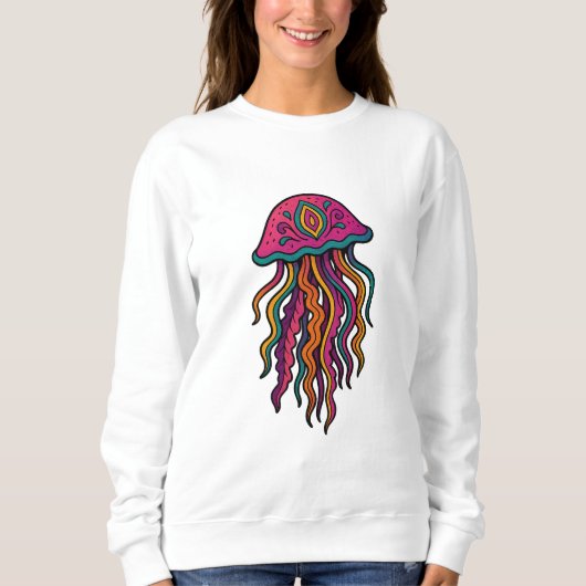 Neon Jellyfish Trippy Women's Sweatshirt (Vorderseite)