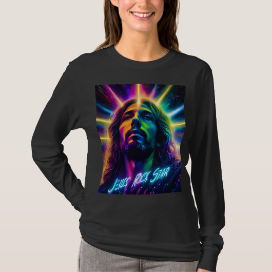 Neon-Jesus-Rockstar-Basic-Langarm-T-Shirt T-Shirt (Vorderseite)