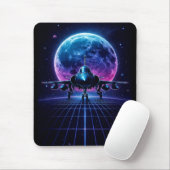 Neon Jet Retro Sci-Fi Planet Art Mousepad (Mit Mouse)