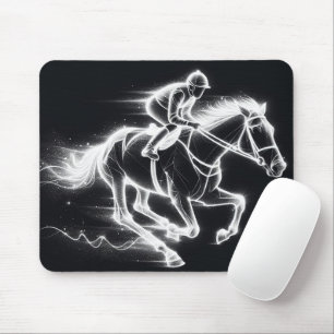 Neon Jockey auf einem Galloping Pferd Mousepad