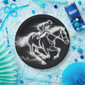 Neon Jockey auf einem Galloping Pferd Pappteller (Party)