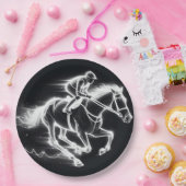 Neon Jockey auf einem Galloping Pferd Pappteller (Party)