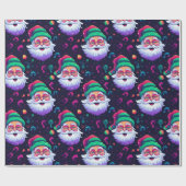 Neon Joyful Santa Pattern Geschenkpapier (Flach)