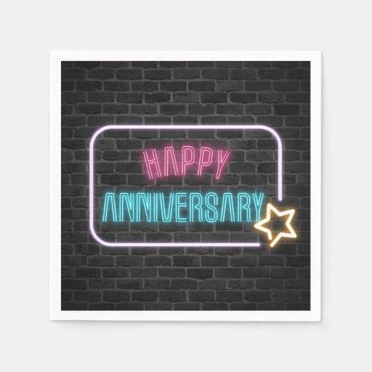 Neon-Jubiläum-Zeichen auf der Mauer Serviette (Vorderseite)