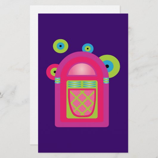 Neon Jukebox Briefpapier (Vorne/Hinten)