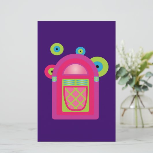 Neon Jukebox Briefpapier (Stehend Vorderseite)