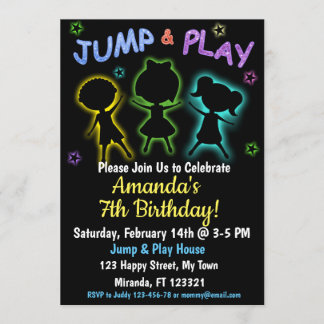 Neon Jump and Play - Einladung zum Geburtstag