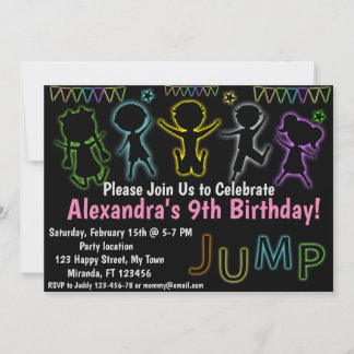 Neon Jump Einladung zum Geburtstag