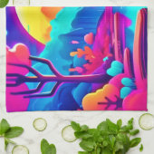 Neon Jungle Dream Geschirrtuch (Gefaltet)