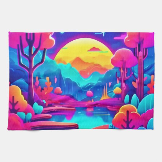 Neon Jungle Dream Geschirrtuch (Horizontal)