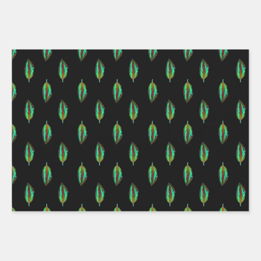 Neon Jungle farbiges Leaf Geschenkpapier Set (Vorderseite 3)