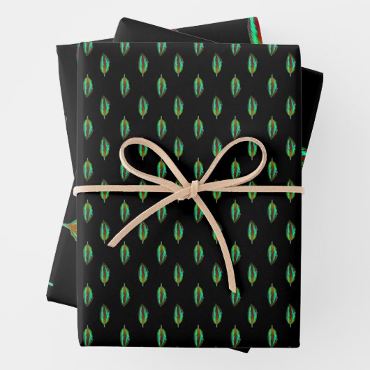 Neon Jungle farbiges Leaf Geschenkpapier Set (Beispiel)