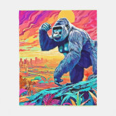 Neon Jungle Gorilla Urban Fantasy Fleecedecke (Vorderseite)