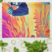 Neon Jungle Gorilla Urban Fantasy Geschirrtuch (Gefaltet)