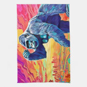 Neon Jungle Gorilla Urban Fantasy Geschirrtuch (Vertikal)