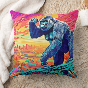 Neon Jungle Gorilla Urban Fantasy Kissen