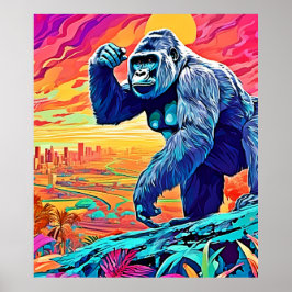 Neon Jungle Gorilla Urban Fantasy Poster