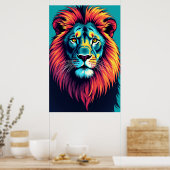 Neon Jungle King - Pop Art Lion Poster (Küche)