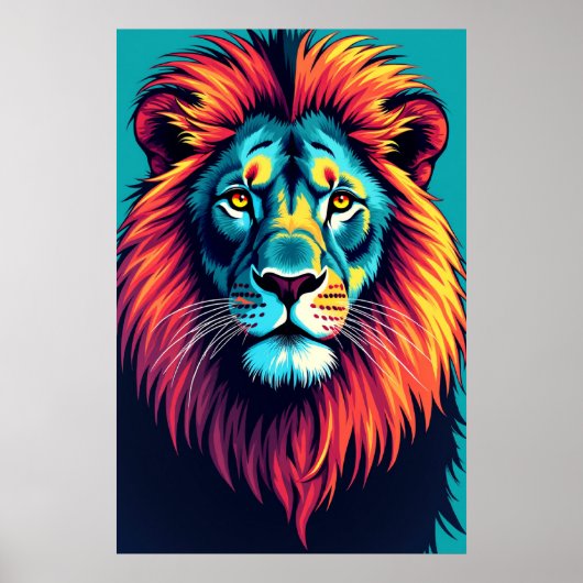 Neon Jungle King - Pop Art Lion Poster (Vorne)