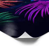 Neon Jungle mit glühenden Pilzen und Pflanze Poster (Ecke)