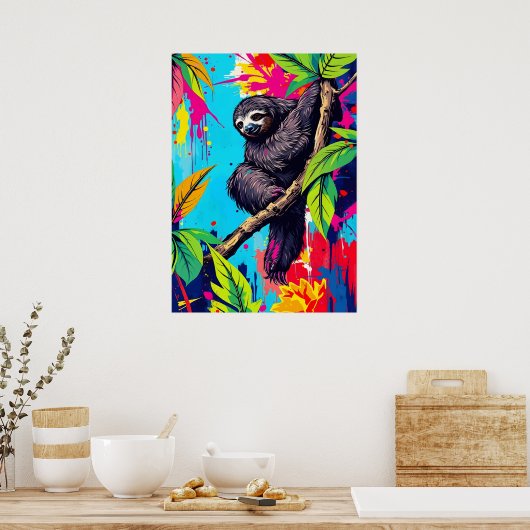 Neon Jungle Sloth - Colorschlauch Poster (Küche)