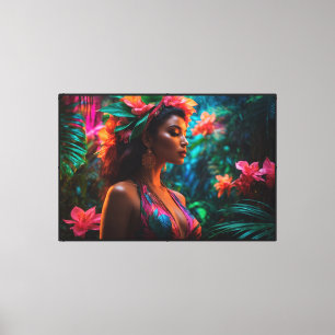 Neon Jungle Stretched Canvas Print Leinwanddruck